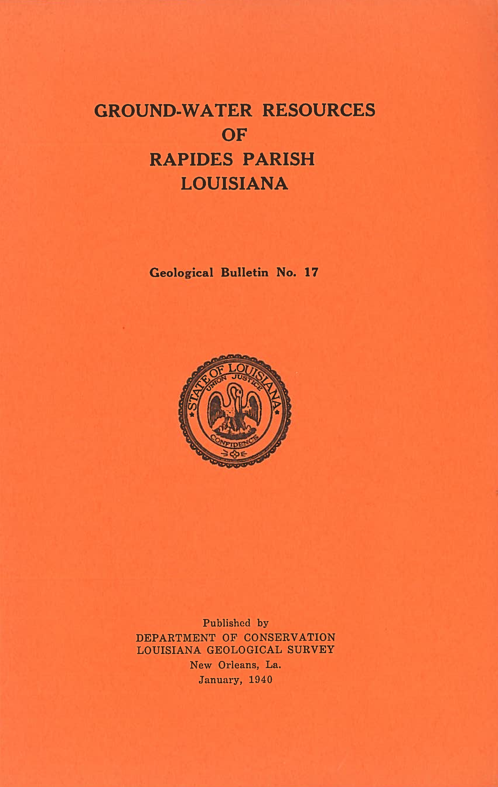 Ground-Water Resources of Rapides Parish Louisiana