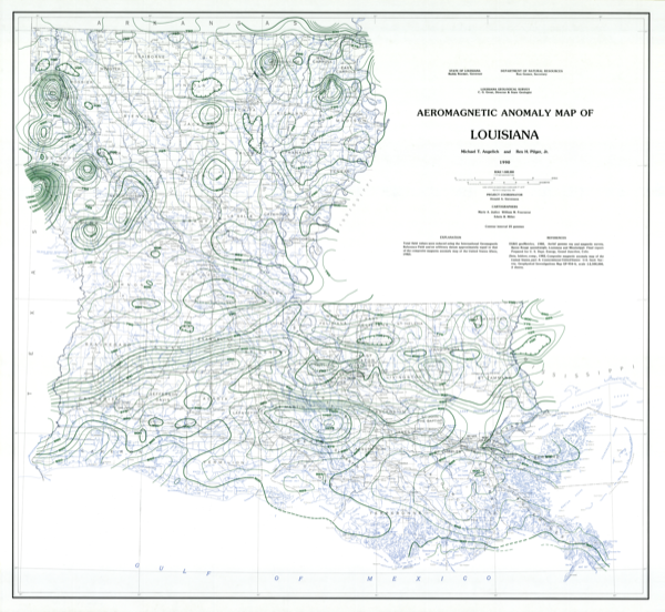 Aeromagnetic Anomaly Map of Louisiana, 1990